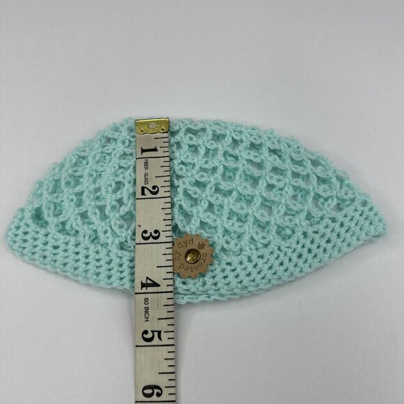 Handmade New Open Weave Fishnet Aunt Lynda's Ocean Cotton Knit Beanie- XXS/XS - Picture 9 of 10